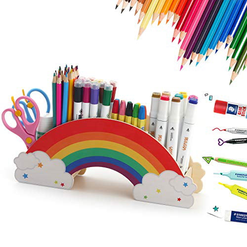 Kids Rainbow Pencils & Toppers Cute Stationery School Animals 6 Pack Kids